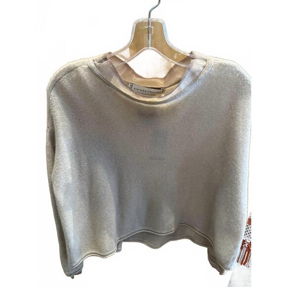 NEW VIVIANA UCHITEL women's cashmere long sleeve sweater in beige/ox